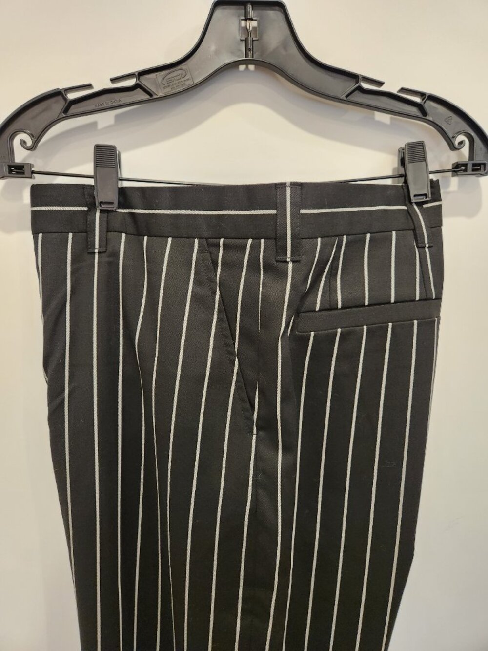 BURBERRY Italy 52 / US 36 Black Stretch Wool Pinstripe Trousers Pants New - Picture 2 of 4